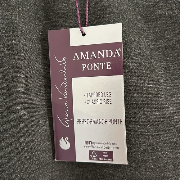 Gloria Vanderbilt - Amanda Ponte Pants size 14 Petite, Dark Gray - Picture 2 of 7